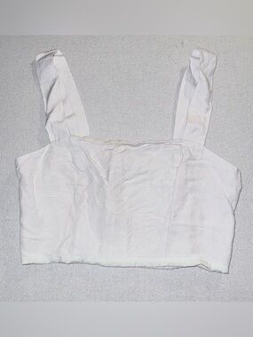 Oak & Fort Beige cropped cotton linen tank top